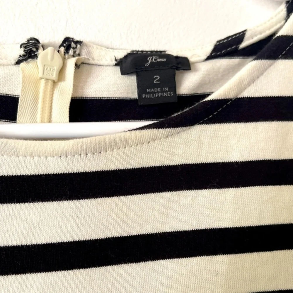 J. CREW Striped Long Sleeve Cotton MIDI Dress‎ Size 2 NWOT Summer Spring Soft